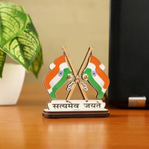 Feelitson Satyamev Jayate Indian Flag For Car Dashboard Study Table Home & Office Multicolor 1Pcs