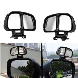 Feelitson Car Manual Blind Spot Mirror Adjustable 360 Degree Wide Angle Rear Side View Parking Mirror Left and Right - 2PC Black