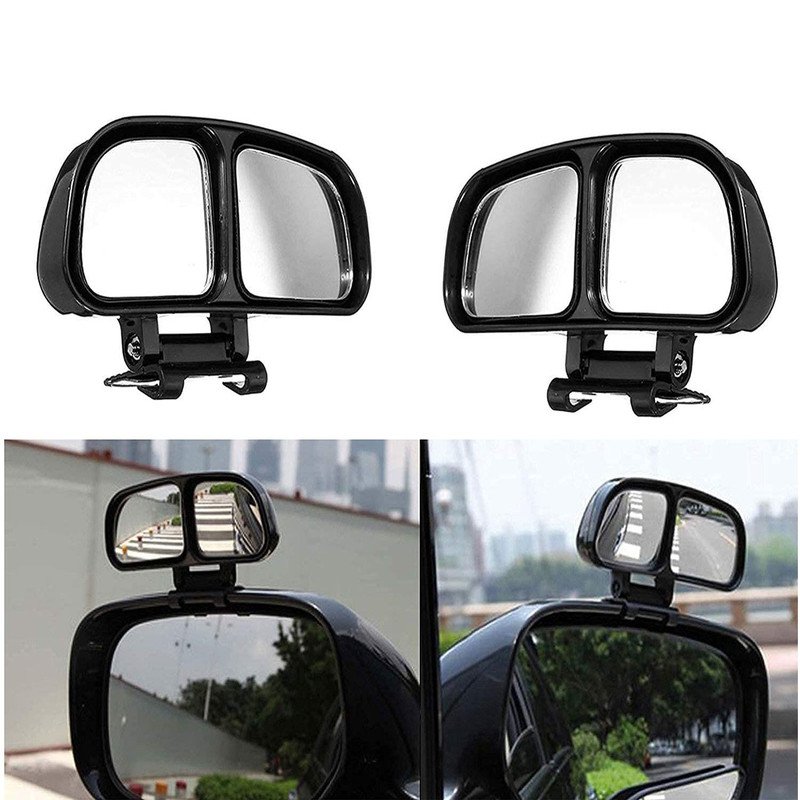 Feelitson Car Manual Blind Spot Mirror Adjustable 360 Degree Wide Angle Rear Side View Parking Mirror Left and Right - 2PC Black