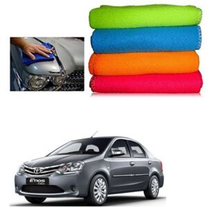 feelitson Multipurpose Microfiber Cleaning Towel Cloth 600 GSM Highly Absorbent for Bikes Cars Glass Kitchens Home Office (40cm x 40cm Multicolour) Pack of 2